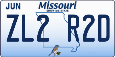 MO license plate ZL2R2D