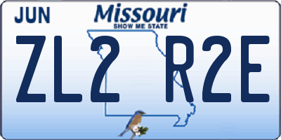 MO license plate ZL2R2E