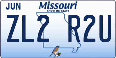 MO license plate ZL2R2U