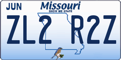 MO license plate ZL2R2Z