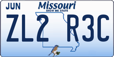 MO license plate ZL2R3C