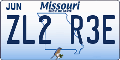 MO license plate ZL2R3E