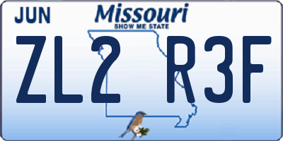 MO license plate ZL2R3F