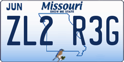 MO license plate ZL2R3G