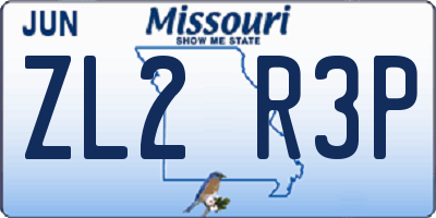 MO license plate ZL2R3P