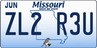 MO license plate ZL2R3U