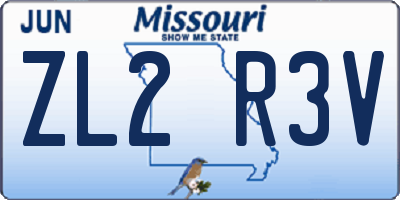 MO license plate ZL2R3V