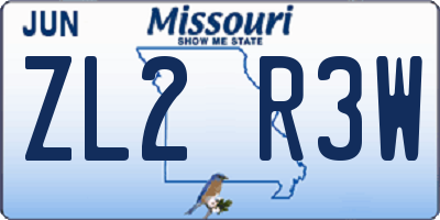 MO license plate ZL2R3W