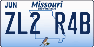 MO license plate ZL2R4B