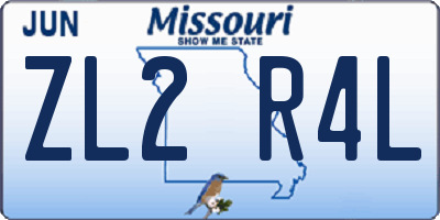 MO license plate ZL2R4L