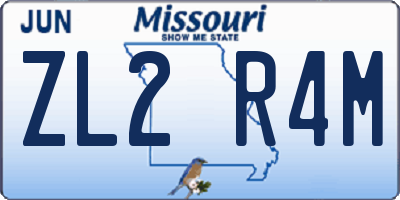 MO license plate ZL2R4M