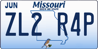 MO license plate ZL2R4P