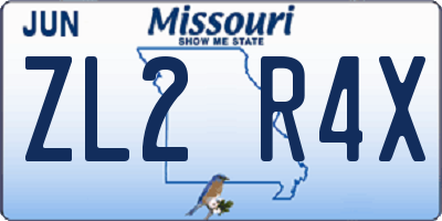 MO license plate ZL2R4X