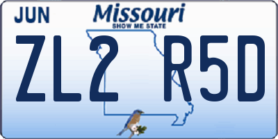 MO license plate ZL2R5D