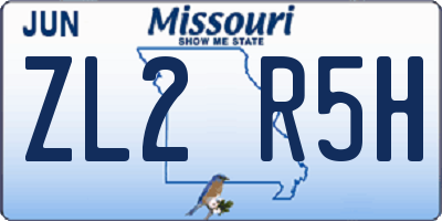 MO license plate ZL2R5H