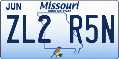 MO license plate ZL2R5N