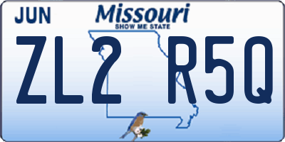 MO license plate ZL2R5Q