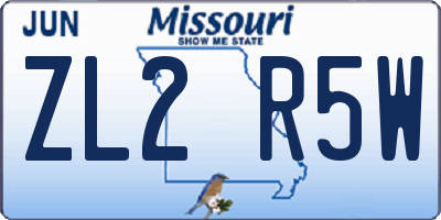 MO license plate ZL2R5W