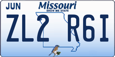 MO license plate ZL2R6I