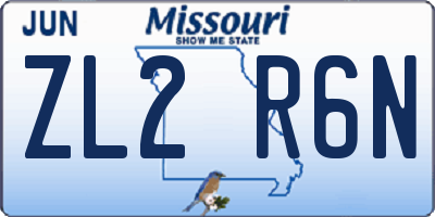 MO license plate ZL2R6N