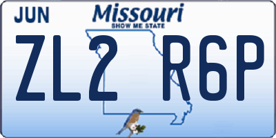 MO license plate ZL2R6P