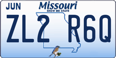 MO license plate ZL2R6Q