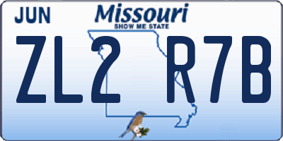 MO license plate ZL2R7B