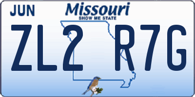 MO license plate ZL2R7G