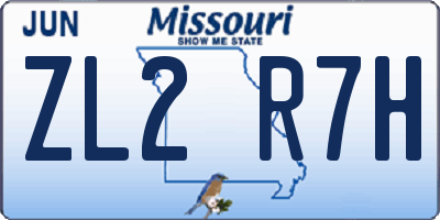 MO license plate ZL2R7H