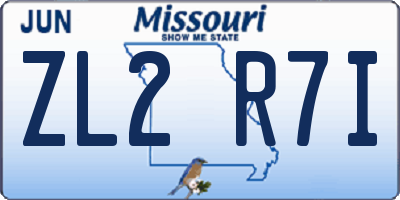 MO license plate ZL2R7I