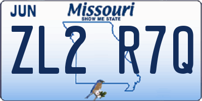 MO license plate ZL2R7Q