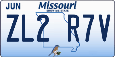 MO license plate ZL2R7V