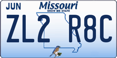 MO license plate ZL2R8C