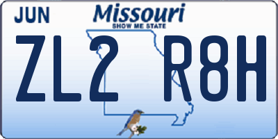 MO license plate ZL2R8H