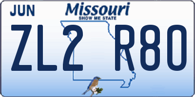 MO license plate ZL2R8O