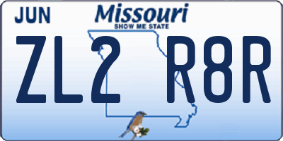 MO license plate ZL2R8R