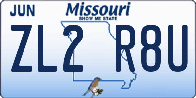 MO license plate ZL2R8U