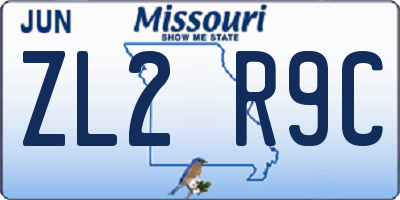 MO license plate ZL2R9C