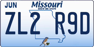 MO license plate ZL2R9D