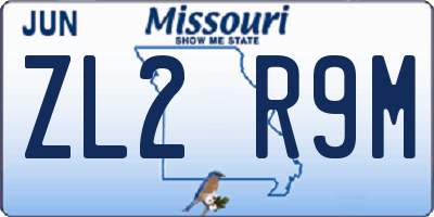 MO license plate ZL2R9M