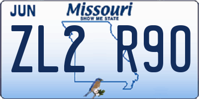 MO license plate ZL2R9O