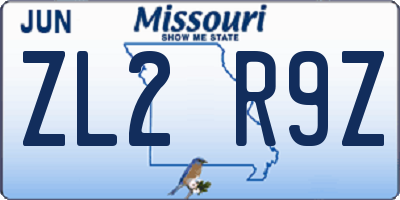 MO license plate ZL2R9Z