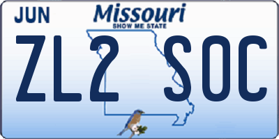 MO license plate ZL2S0C