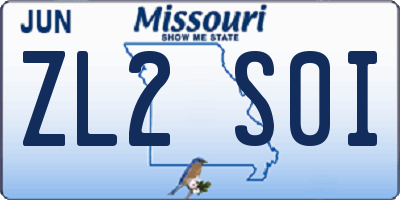 MO license plate ZL2S0I