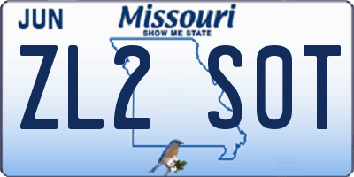 MO license plate ZL2S0T