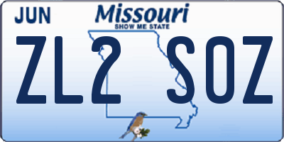 MO license plate ZL2S0Z