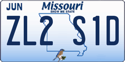 MO license plate ZL2S1D