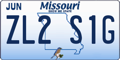MO license plate ZL2S1G