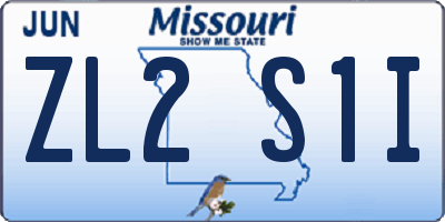MO license plate ZL2S1I