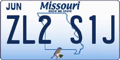 MO license plate ZL2S1J